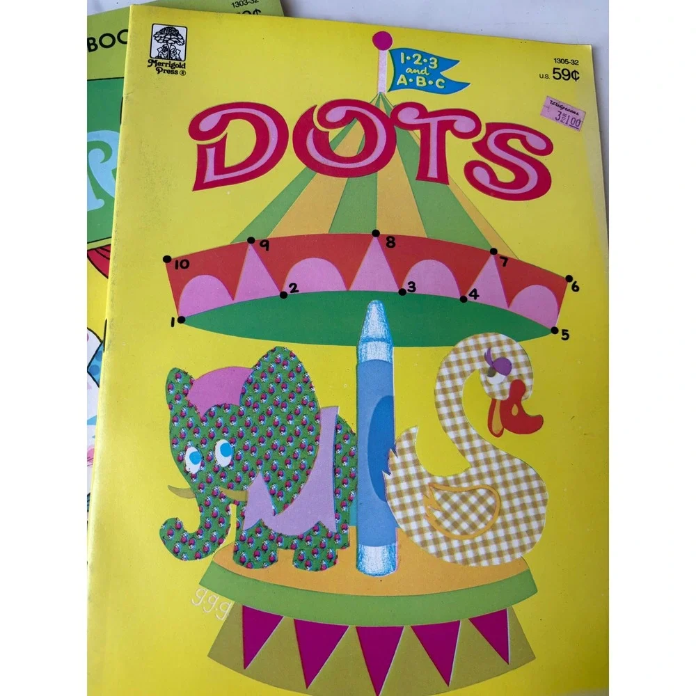 Vintage 70s Merrigold Press Coloring Activity Books Lot of 4 Dots for Tots Retro